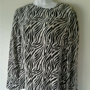 Danielle Martin 100% Silk Zebra Blouse Size 6 Butt